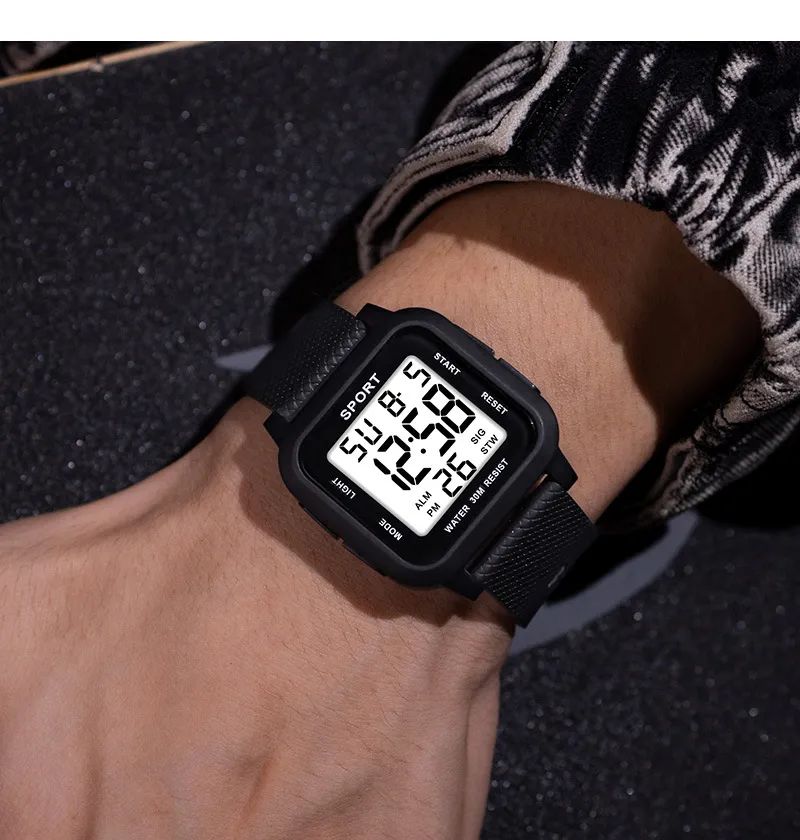 Black Sports Watch Men's Digit - Digital Alarm Clock 评论和价格